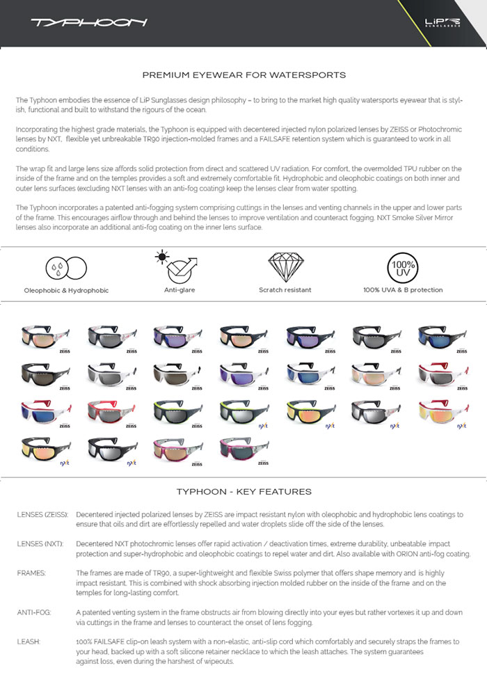 specification-sheets - LiP Watersports Sunglasses